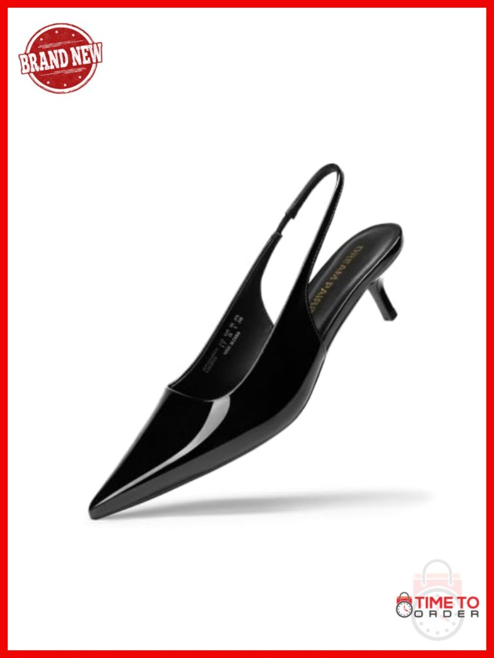 Women's Kitten Heel Pumps Pointed Toe Faux Leather Slingback Business Casual